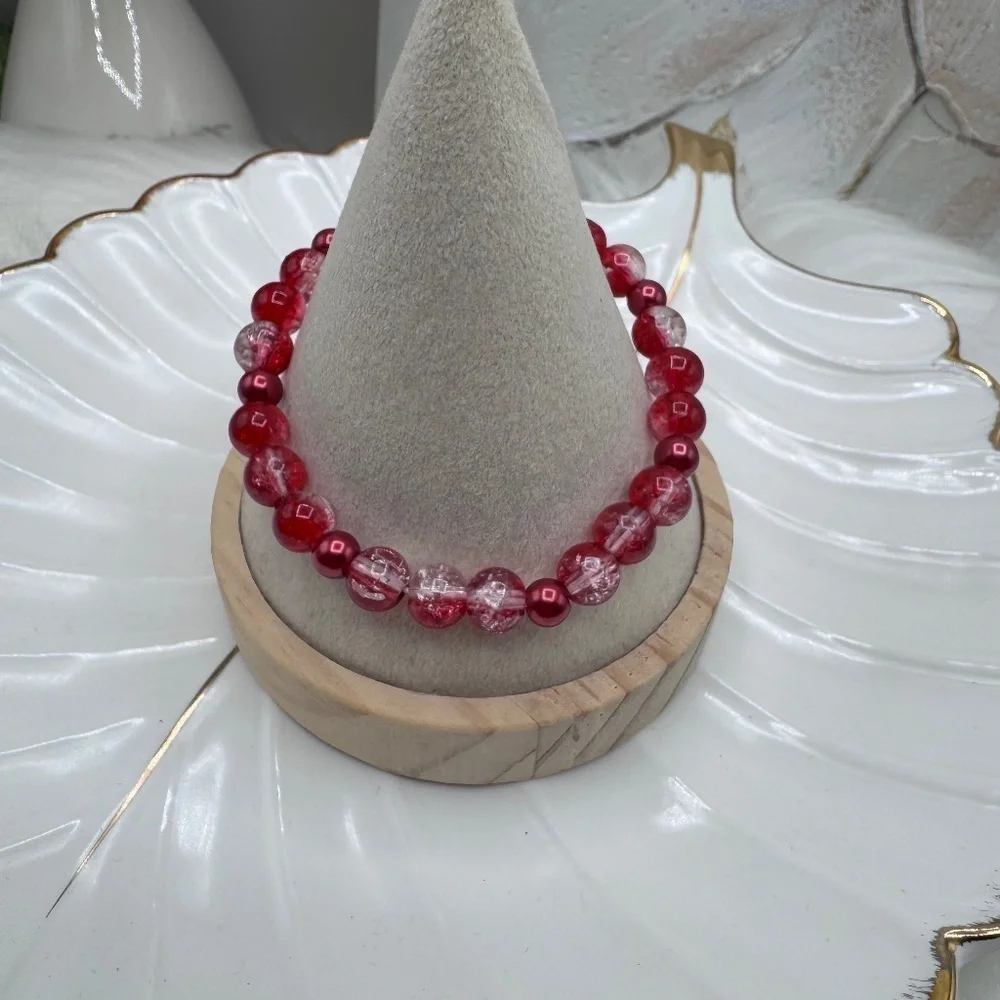 Gradient Glass Beaded Bracelet Style A Red